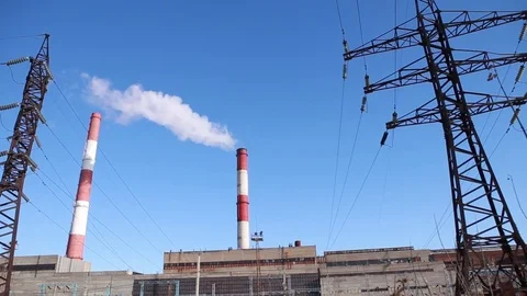 Environmental pollution by smoke industry Stock Footage 73341304