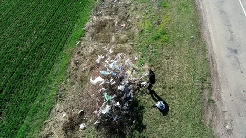 Environmental pollution. trash in the trees. bad attitude to nature. garbage. Stock Footage 126246461