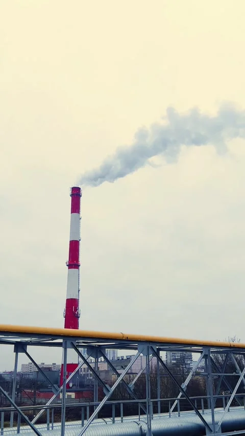 Environmental problem of air industrial air pollution. Heavy smoke Stock Footage 297626258