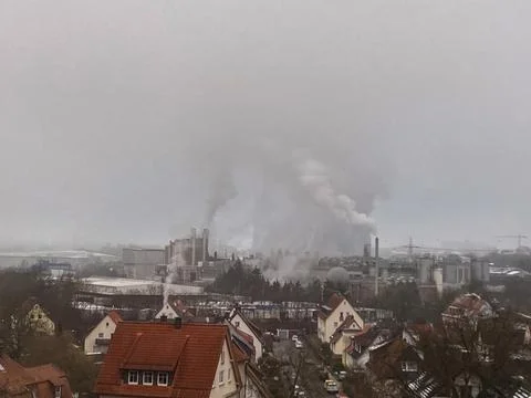 Environmental problem of pollution of environment and air in cities. Smoking Stock Photos