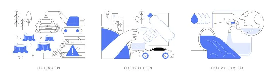 Environmental problems abstract concept vector illustrations. Stock Illustration