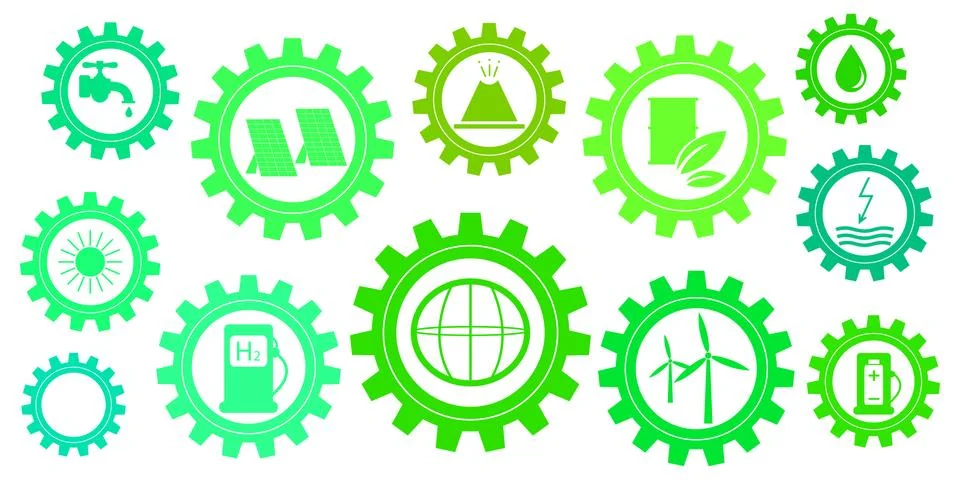 Environmental problems. Alternative electricity sources. Stock Illustration