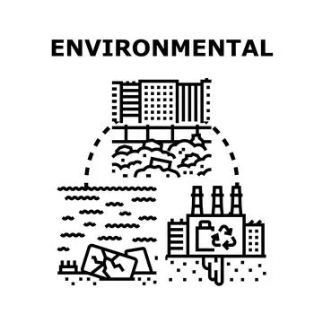 Environmental problems concept with pollution and waste Stock Illustration