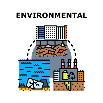 Environmental problems concept with pollution and waste Stock Illustration