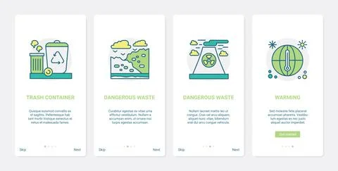 Environmental problems of planet earth UX, UI onboarding mobile app page screen Stock Illustration