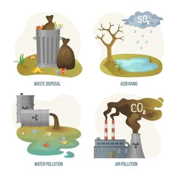 Environmental Problems, Waste Disposal Acid Rain Stock Illustration
