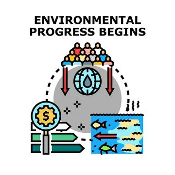 Environmental progress beginning with collective action and sustainable inv.. Stock Illustration