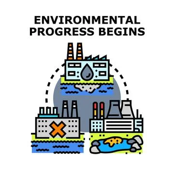 Environmental progress beginning with industrial cleanup and regulation イラスト素材