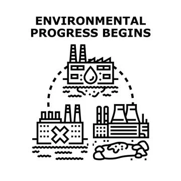Environmental progress beginning with industrial cleanup and regulation Stock Illustration