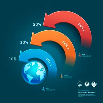 Environmental protection infographic elements with global map. Vector Stock Illustration