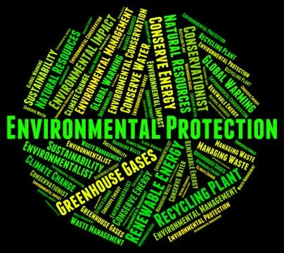 Environmental Protection Means Save Conserving And Word Ilustração Stock