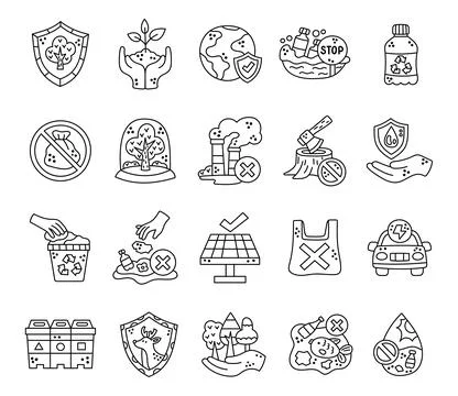 Environmental protection set featuring nature Stock Illustration