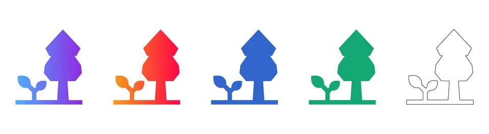 Environmental Reforestation Tree Icon Set Stock Illustration