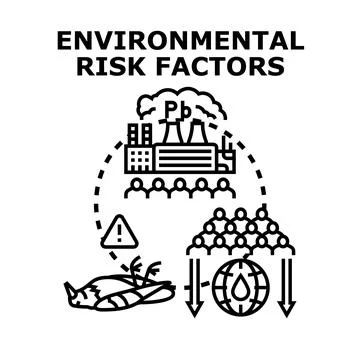 Environmental risk factors causing pollution and climate crisis Stock Illustration