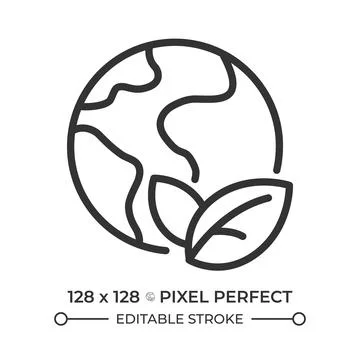 Environmental science pixel perfect line icon Stock Illustration