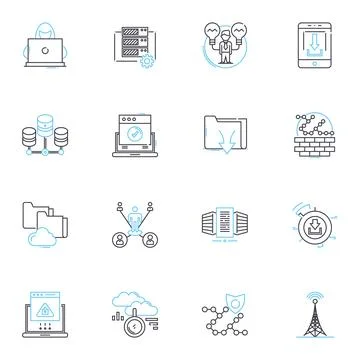 Environmental studies linear icons set. Sustainability, Biodiversity, Ecosystems Stock Illustration