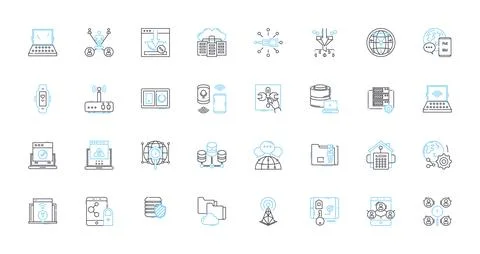 Environmental studies linear icons set. Sustainability, Biodiversity, Ecosystems Stock Illustration