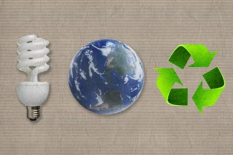 Environmental symbol on the paper texture background Stock Illustration