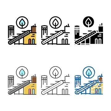 Environmental technologies color set icon vector Stock Illustration