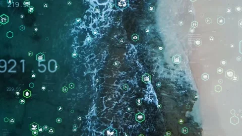 Environmental technology concept. Ocean resources. Sustainable development goals Stock Footage 154074500