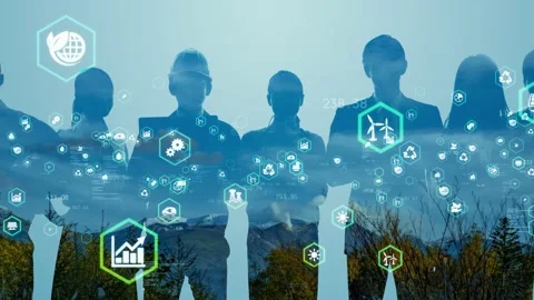 Environmental technology concept. Sustainable development goals. SDGs. Group of  Video stock 142120384