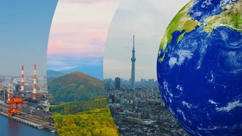 Environmental technology concept. Sustainable development goals. SDGs. Collage m Stock Footage 144412174