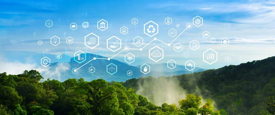 Environmental technology concept, Sustainable development goals, SDGs, Gree.. Illustrazione stock