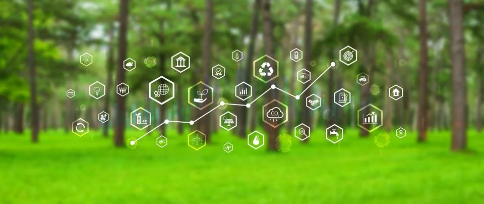Environmental technology concept, Sustainable development goals, SDGs, Gree.. Illustrazione stock