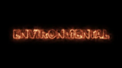 Environmental Text Animation fire effect on black background - big change Stock Footage 255100958