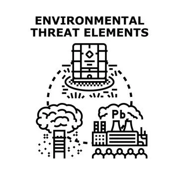 Environmental threat elements contributing to global pollution problems Stock Illustration