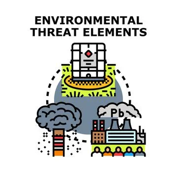 Environmental threat elements contributing to global pollution problems 스톡 일러스트