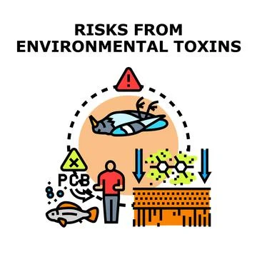 Environmental toxins posing risks to human health and ecosystem Stock Illustration