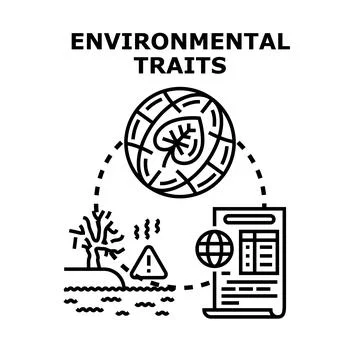Environmental traits impact analysis and ecological problems Stock Illustration