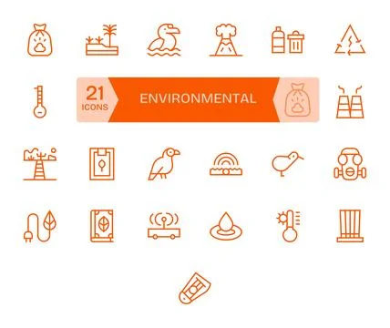 Environmental Vector Graphics featuring 25 Regular Line Detail Enhanced Hig.. Stock Illustration