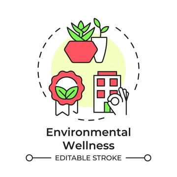 Environmental wellness flat linear concept icon Stock Illustration