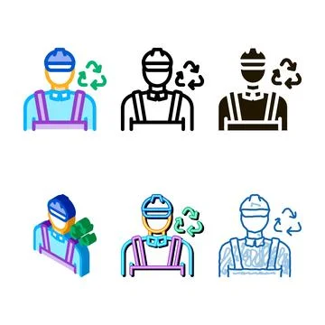 Environmental worker icon styleset vector outline Stock Illustration