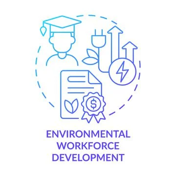Environmental workforce development blue gradient concept icon Illustrazione stock