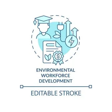 Environmental workforce development turquoise concept icon Stock Illustration