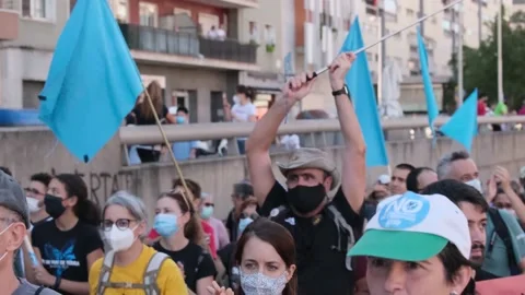 Environmentalist protest climate change global warming ccovid 19  protesters Vídeos de archivo 161814917