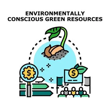 Environmentally conscious green resources development economic concept Stock Illustration