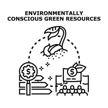 Environmentally conscious green resources development economic concept Stock Illustration