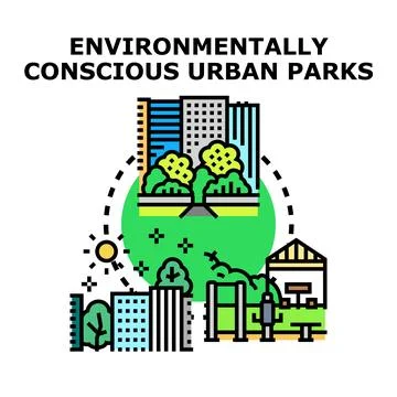 Environmentally conscious urban parks development and management Ilustración de archivo