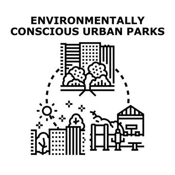 Environmentally conscious urban parks development and management Stock Illustration