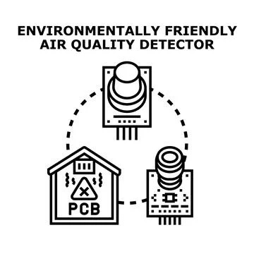 Environmentally friendly air quality detector concept with hazardous emission Ilustración de archivo