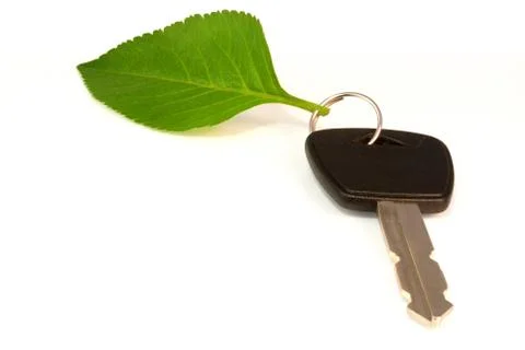 Environmentally friendly car with leaf key ring Foto stock