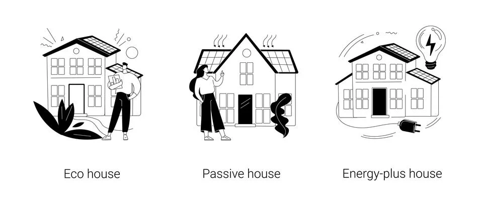 Environmentally friendly construction abstract concept vector illustrations. Ilustración de archivo
