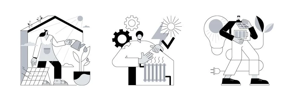 Environmentally friendly construction abstract concept vector illustrations. Stock Illustration