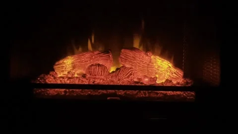Environmentally friendly electric fireplace fire Stock Footage 166372817