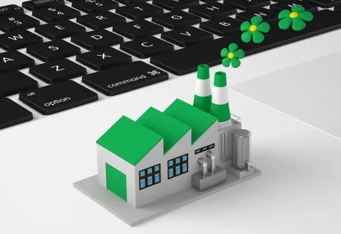 Environmentally friendly factory concept. Stock Illustration