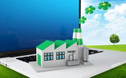 Environmentally friendly factory concept. Stock Illustration